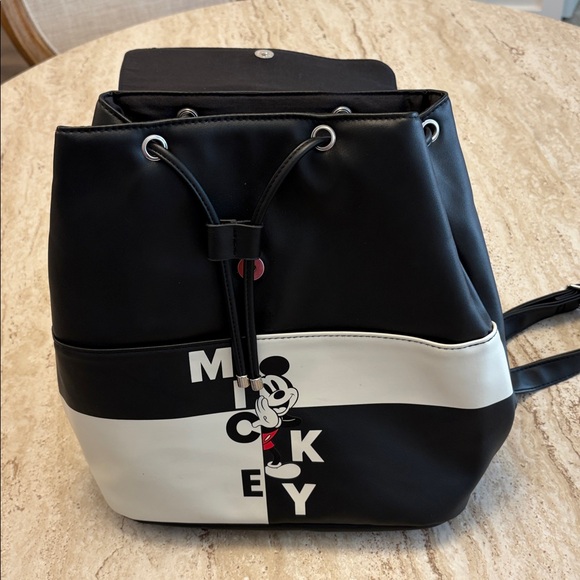 Disney Brand Micky Mouse Backpack in Soft Black and White Vegan Leather - Picture 4 of 7